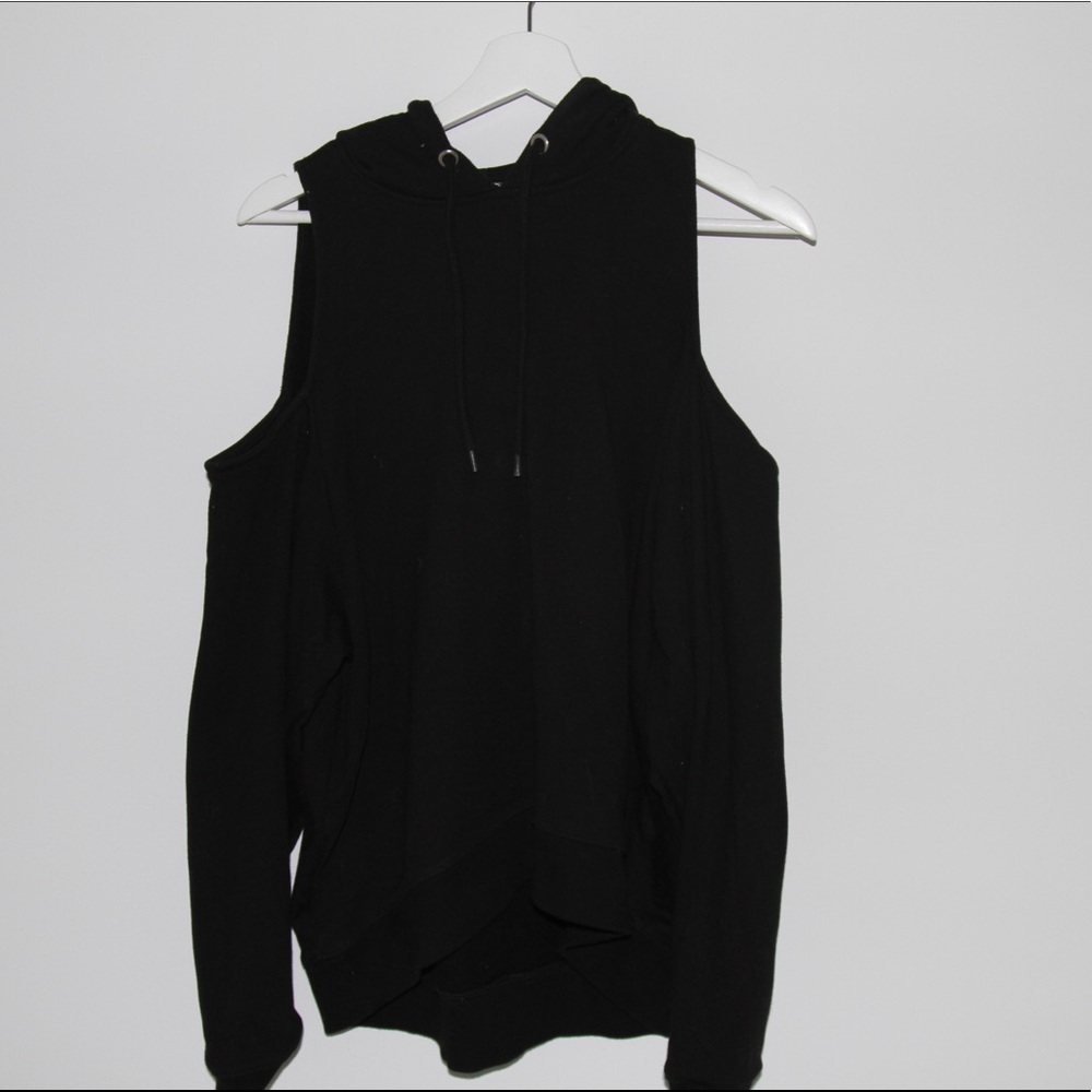 Black MONKi cold shoulder hoodie.